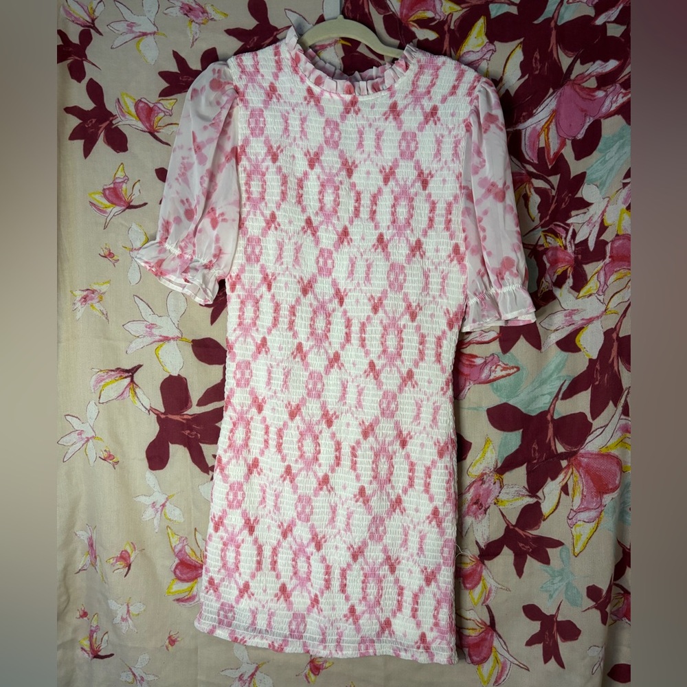 Pink and White Smocked Dress